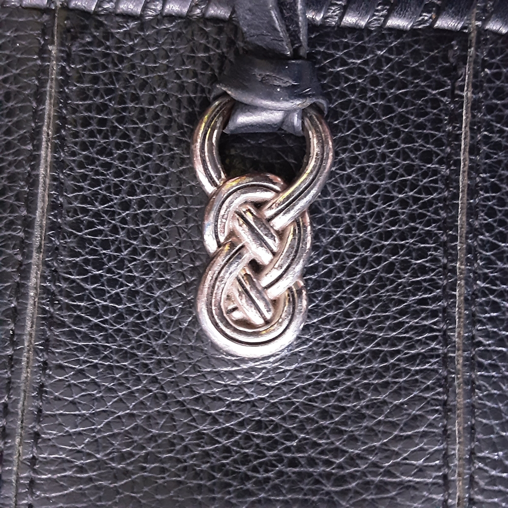 Brighton Interlok Convertible Belt Pouch, Black Leather Crossbody Bag Hand-Laced - Picture 11 of 13